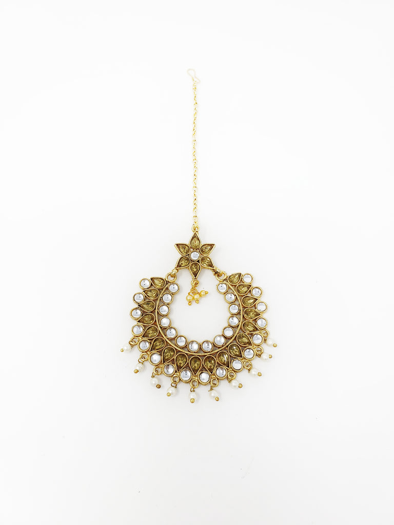 Antique Chandbali Kundan Tikka