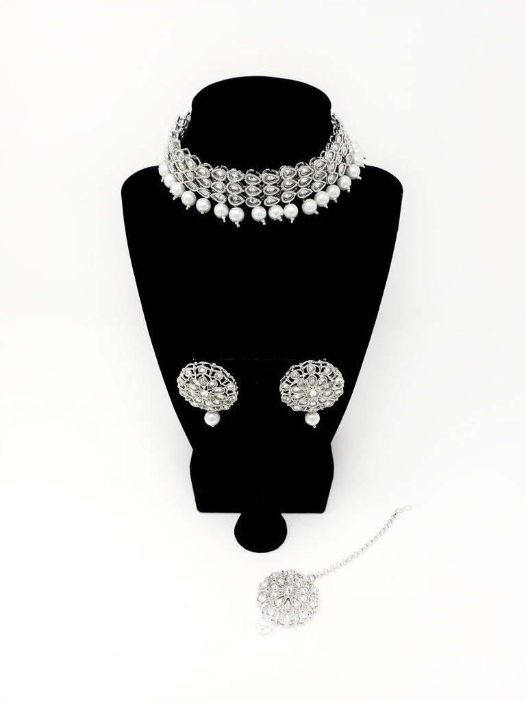 3 Layer Choker Set - Silver or Hot Pink