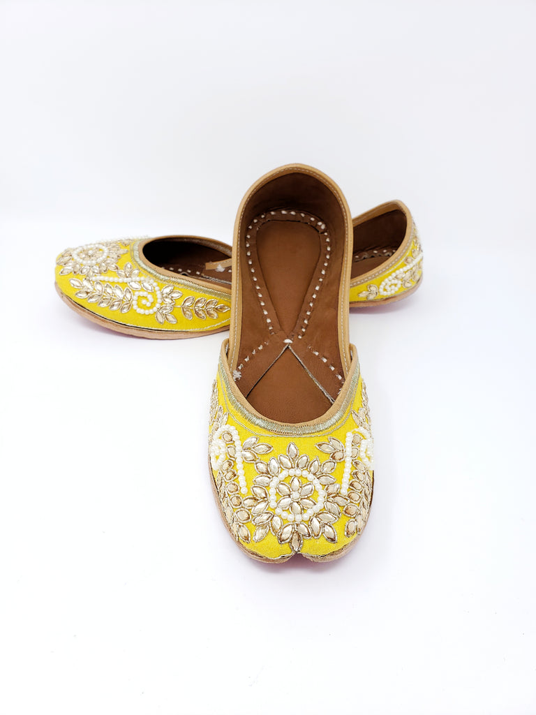 Yellow Jutti with Pearls