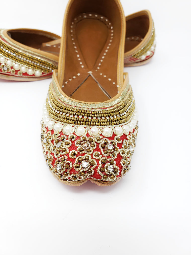 Red Jutti with Pearls