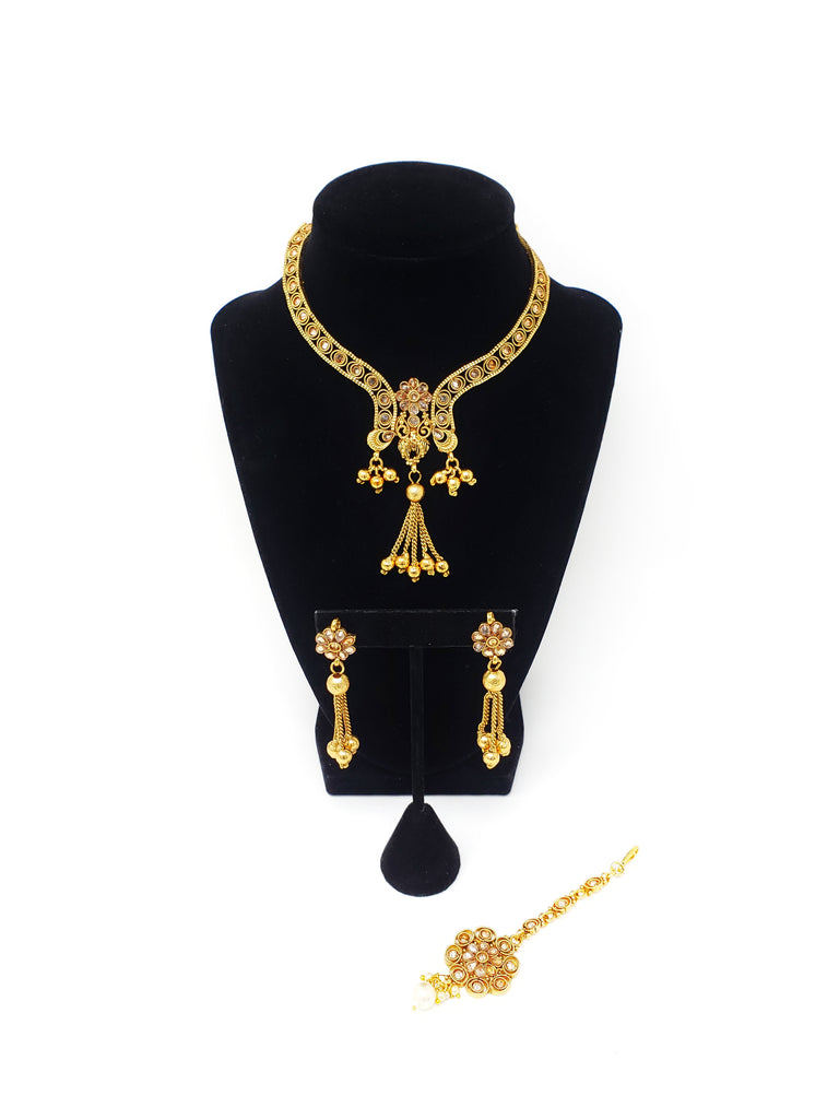 Light Weight Choker Set - Gold & Berry