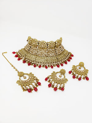 Antique Bridal Set With Maroon Pearls