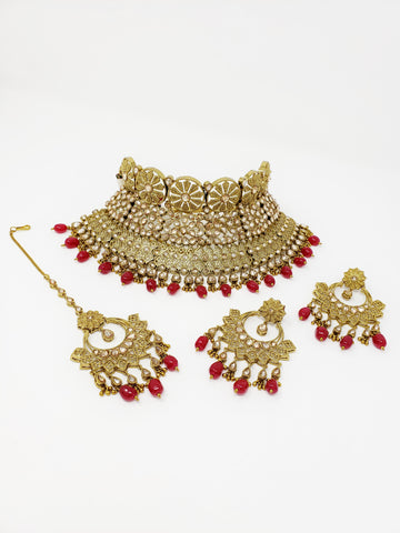 Image of Antique Bridal Set With Maroon Pearls