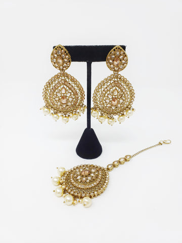 Image of Polki Earrings & Tikka