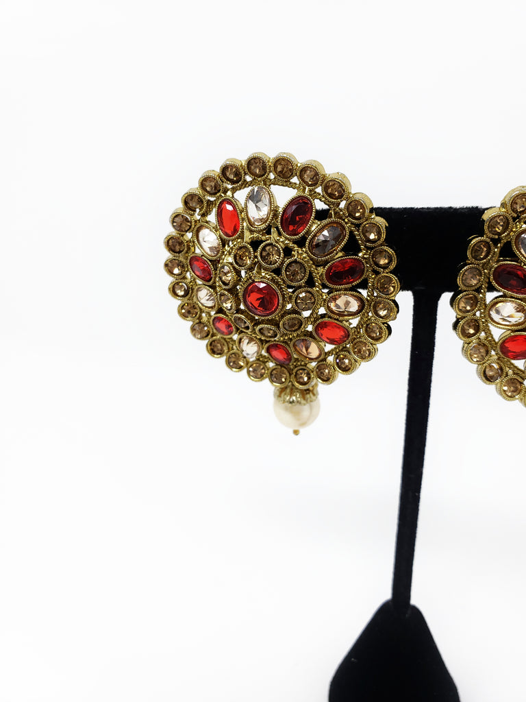 Red Polki Studs & Tikka