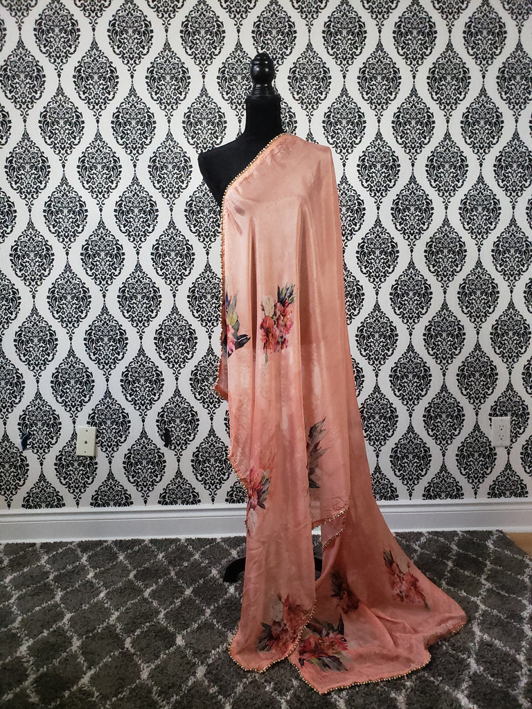 Peach Chinnon Chiffon Dupatta