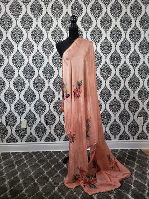 Peach Chinnon Chiffon Dupatta
