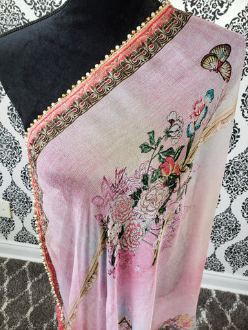 Image of Light Pink Intricate Print Dupatta