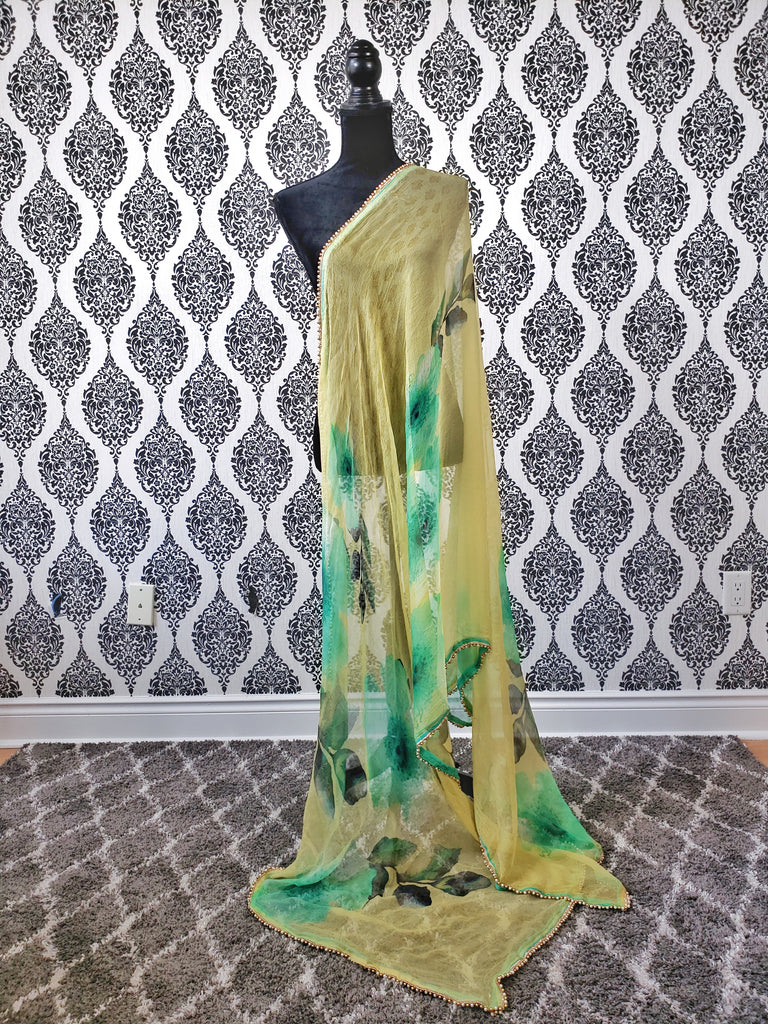 Yellow & Teal Dupatta
