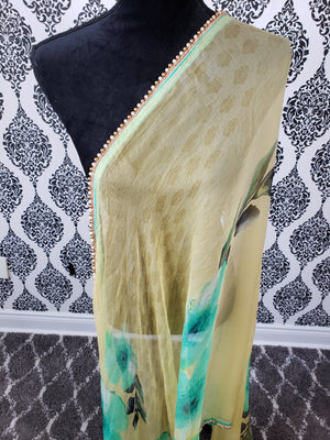 Yellow & Teal Dupatta