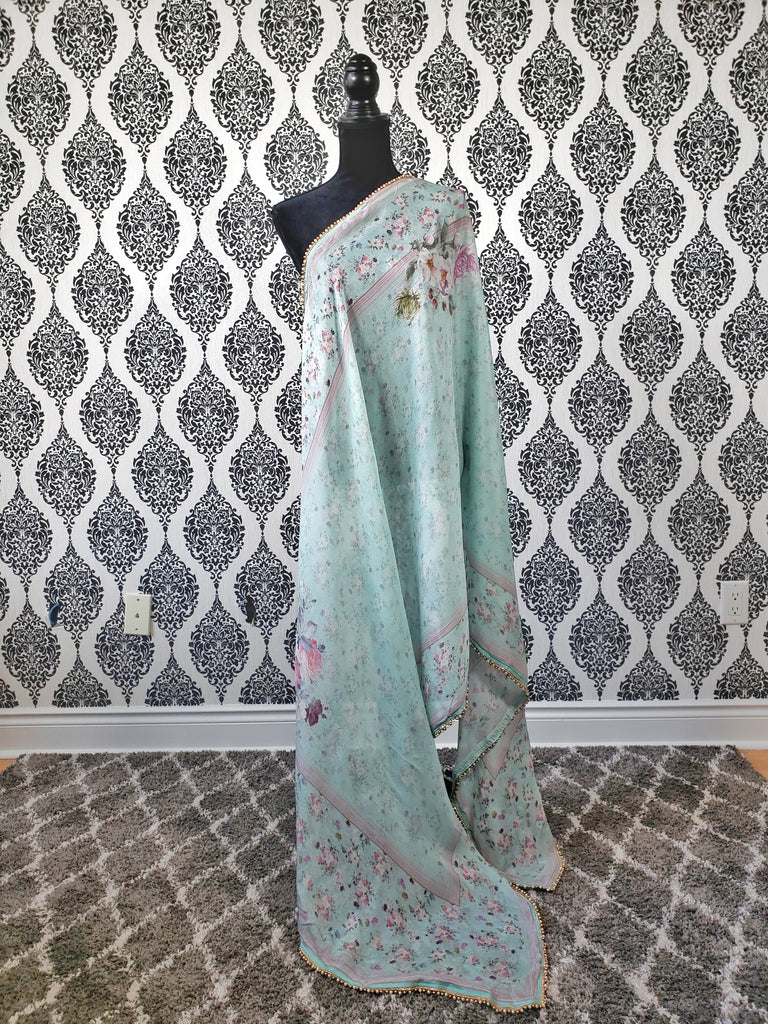 Baby Blue Printed Dupatta
