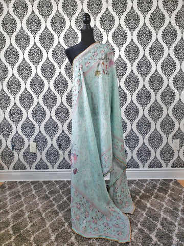 Image of Baby Blue Printed Dupatta