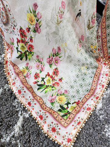 Image of Off White Intricate Dupatta