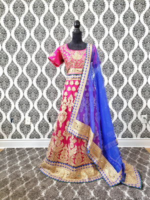 Pink & Blue Lehenga