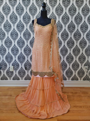 Peach Sharara Suit