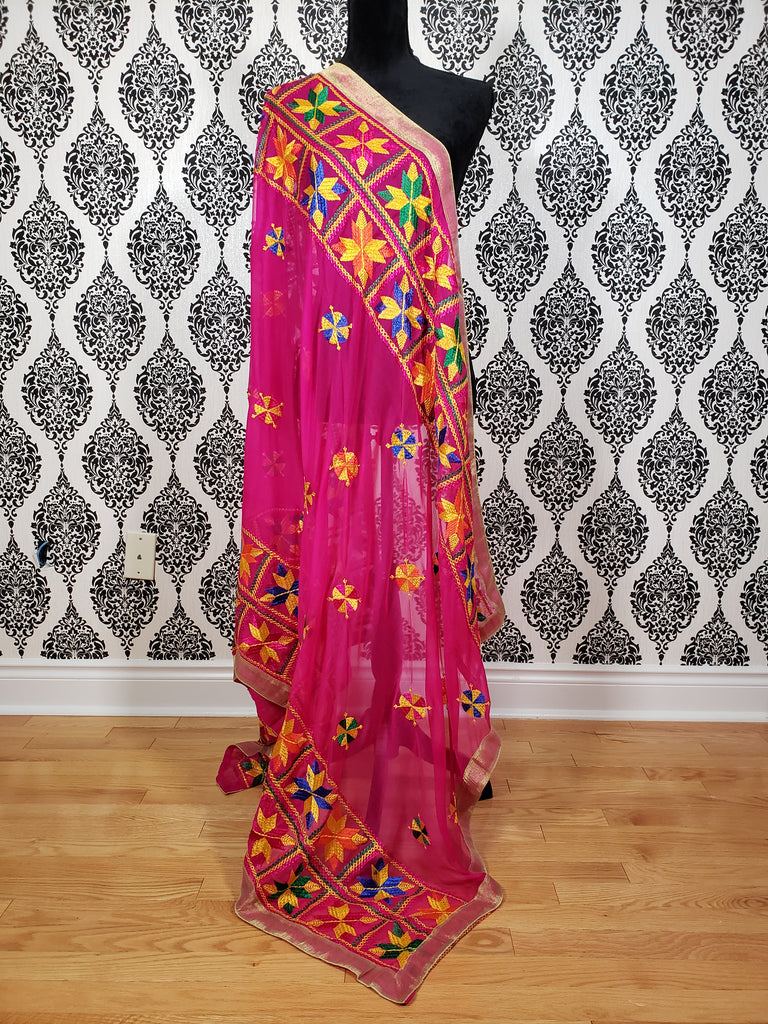Hot Pink Phulkari Dupatta