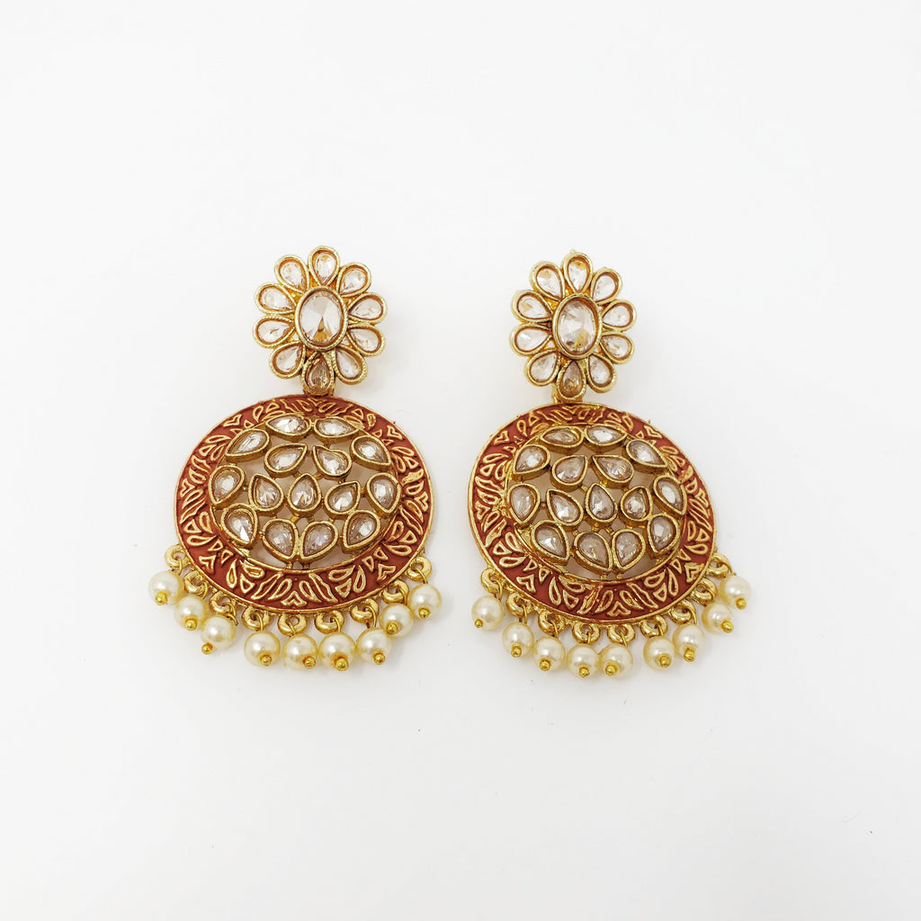 Painted Polki Earrings