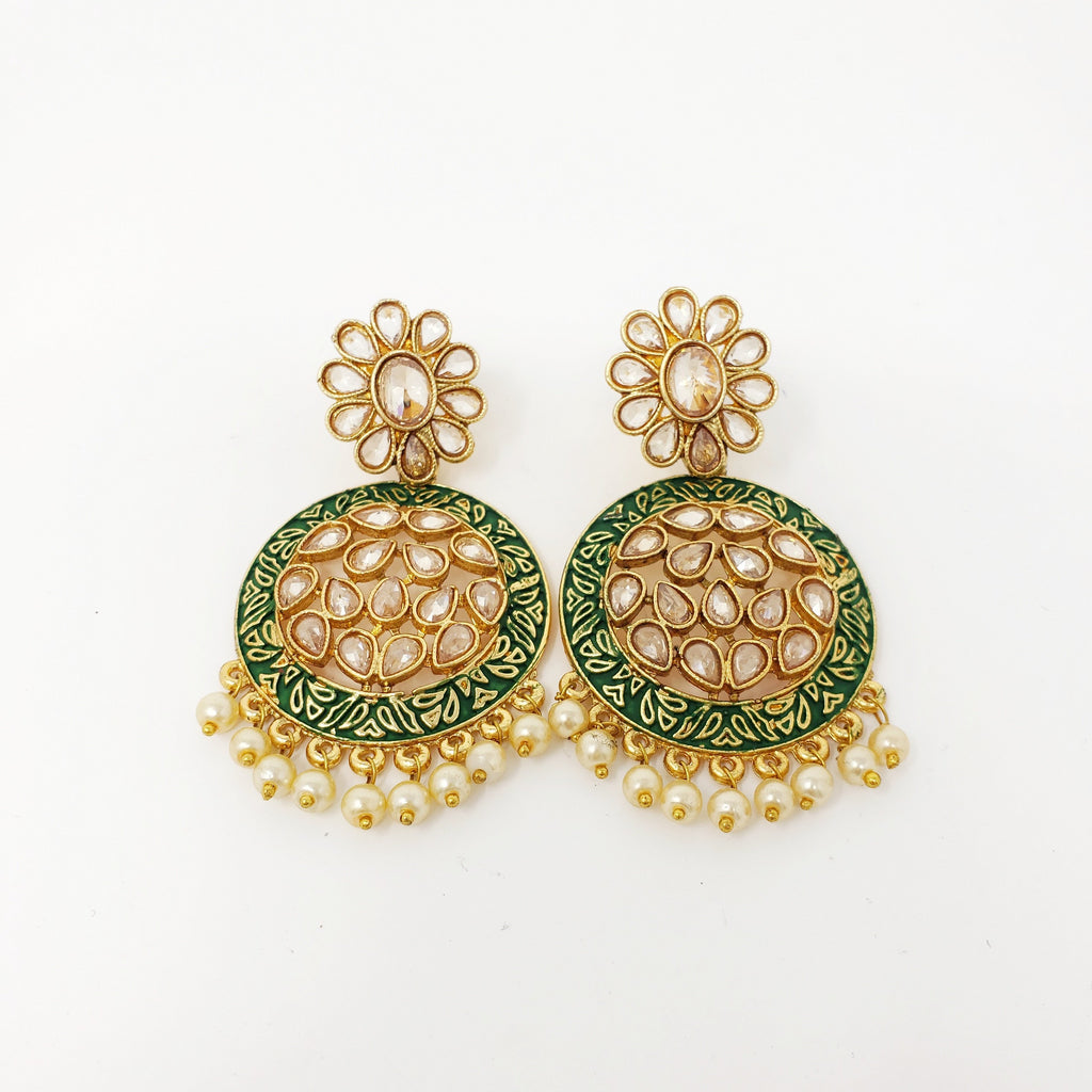 Painted Polki Earrings