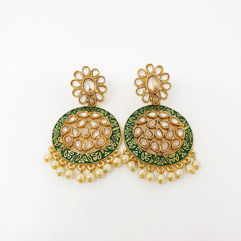 Image of Painted Polki Earrings