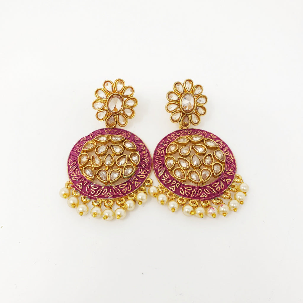 Painted Polki Earrings