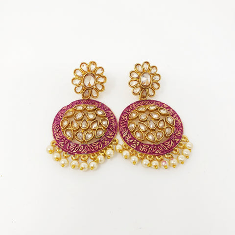 Image of Painted Polki Earrings