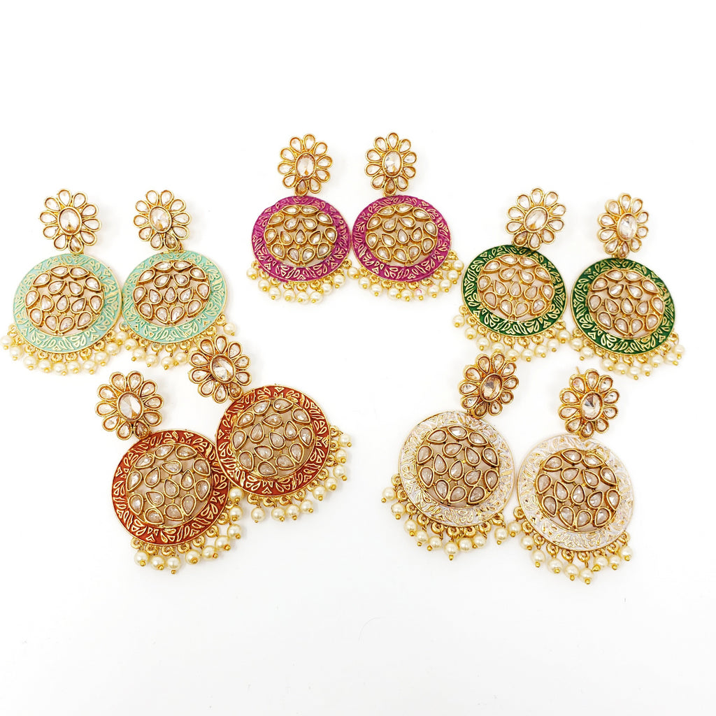 Painted Polki Earrings