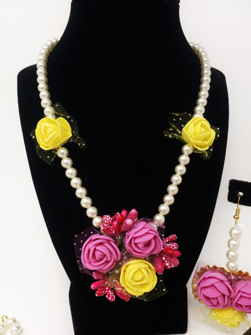 Image of Pink & Yellow Flower Jewelry Set