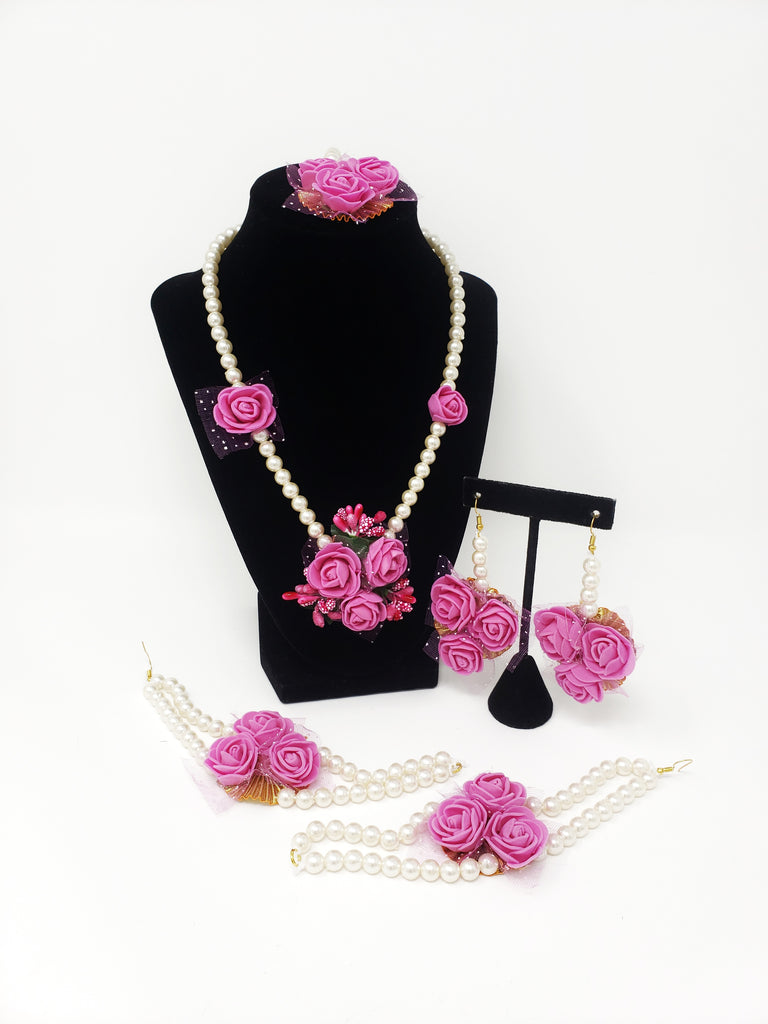 Pink Flower Jewelry Set