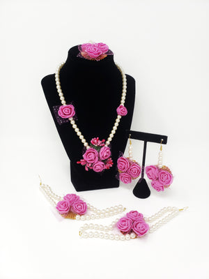 Pink Flower Jewelry Set