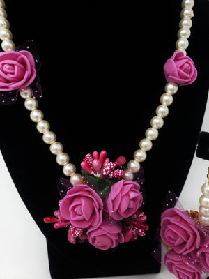 Pink Flower Jewelry Set