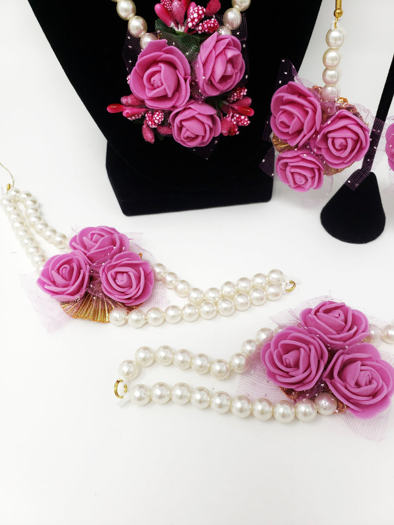 Pink Flower Jewelry Set