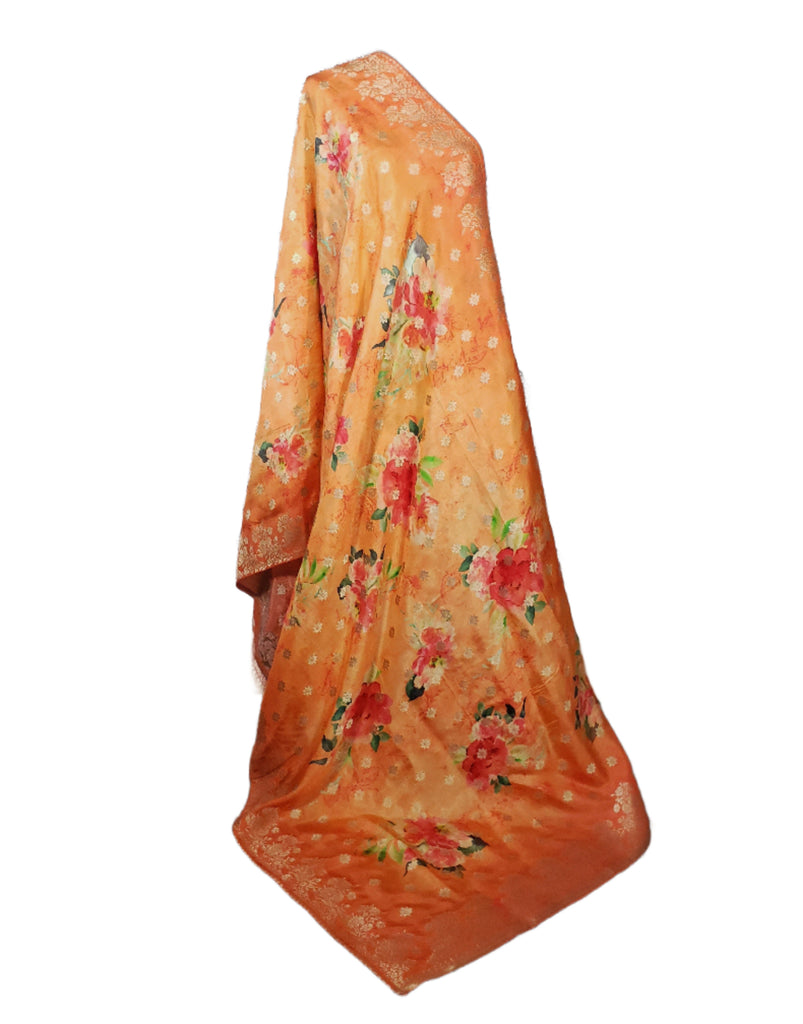 Orange Printed Banarsi Dupatta