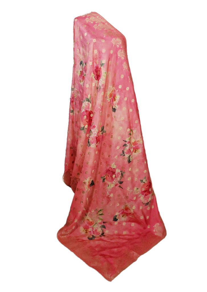 Pink Printed Banarsi Dupatta