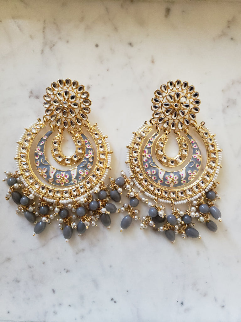 Grey Painted Earrings