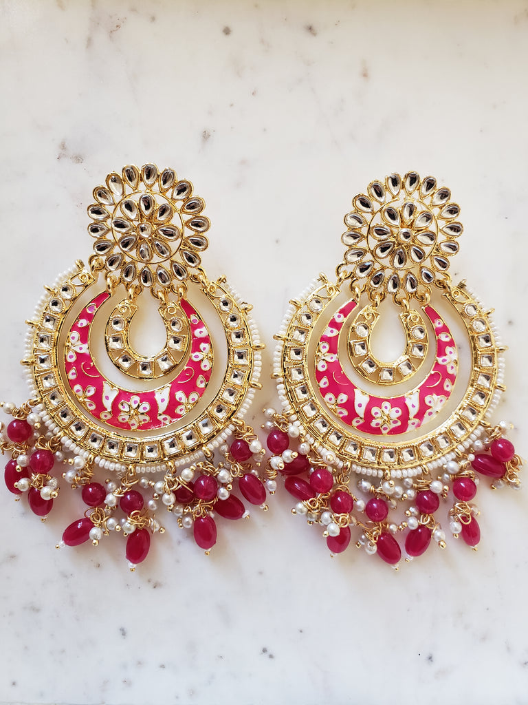 Pink Painted Earrings