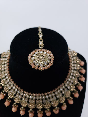 Image of Peach Polki Choker Set