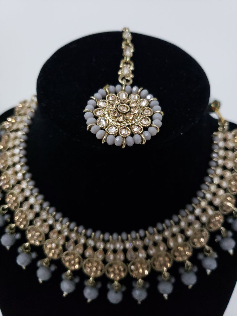 Grey Polki Choker Set