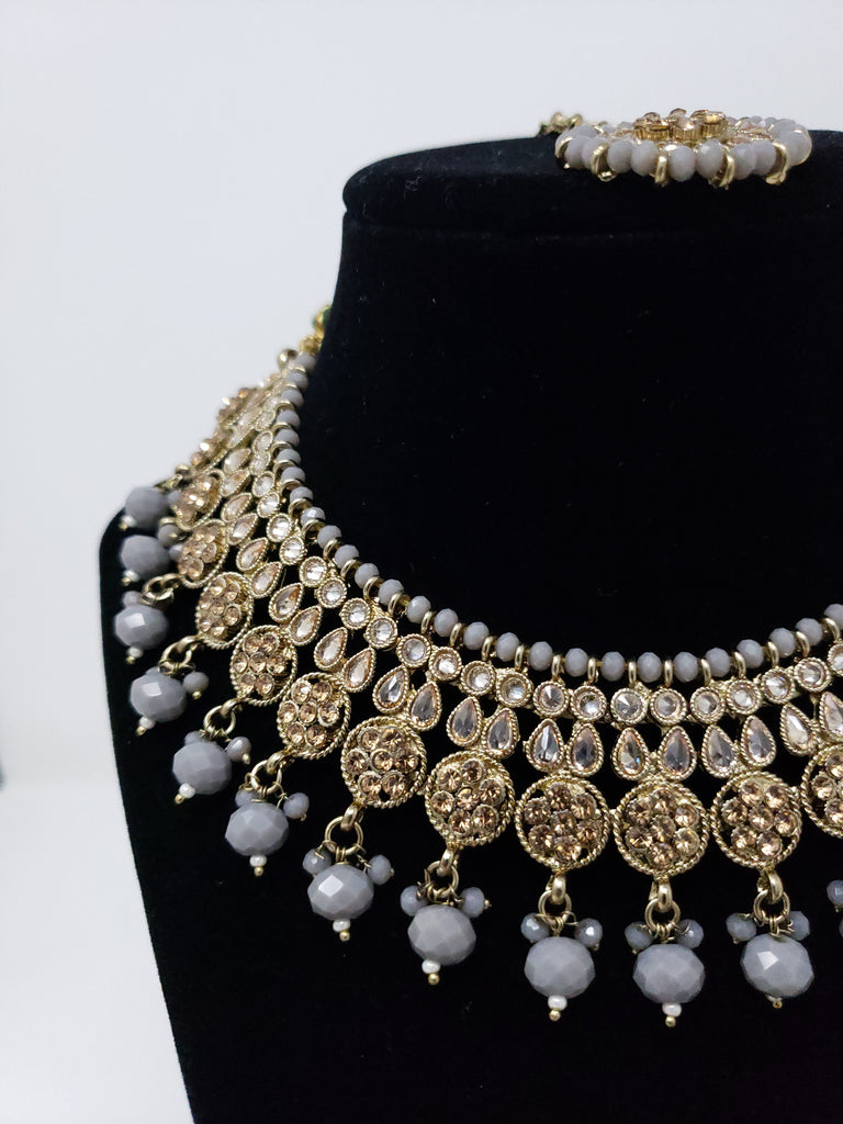 Grey Polki Choker Set
