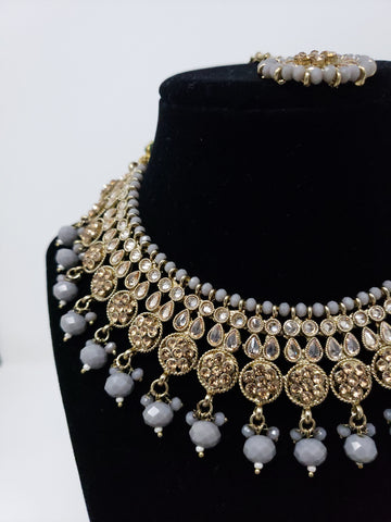 Image of Grey Polki Choker Set
