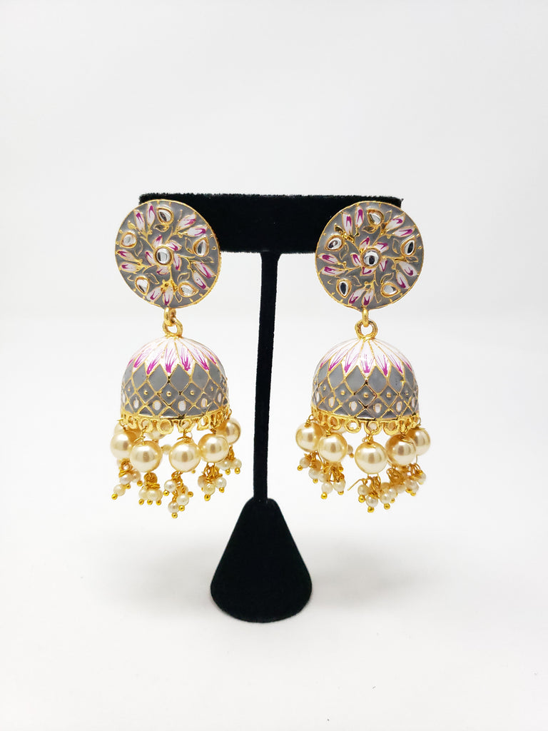 Painted Grey Jhumkis