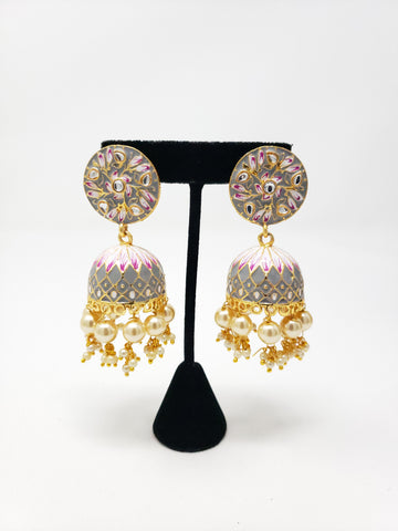 Image of Painted Grey Jhumkis