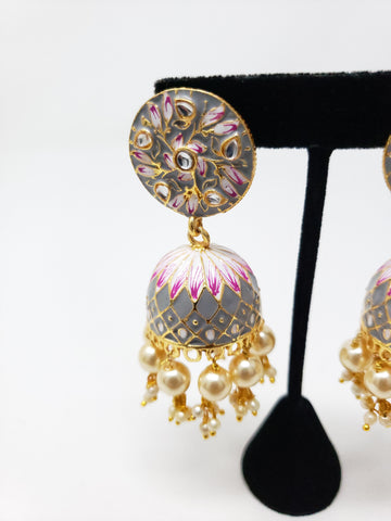 Image of Painted Grey Jhumkis
