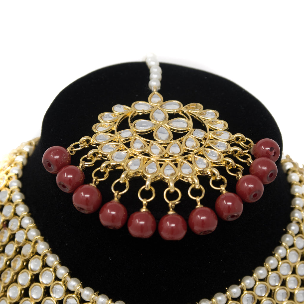 Maroon Kundan Choker Set
