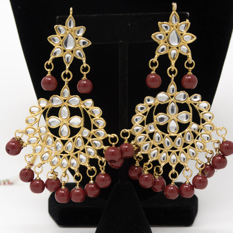 Image of Maroon Kundan Choker Set