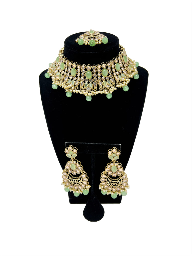 Mint Green Polki Choker Set
