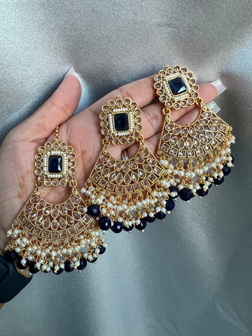 Image of Navy Blue Moti Choker Set
