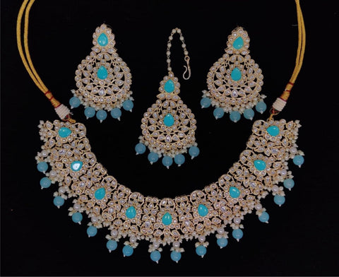Image of Light Blue Kundan Set