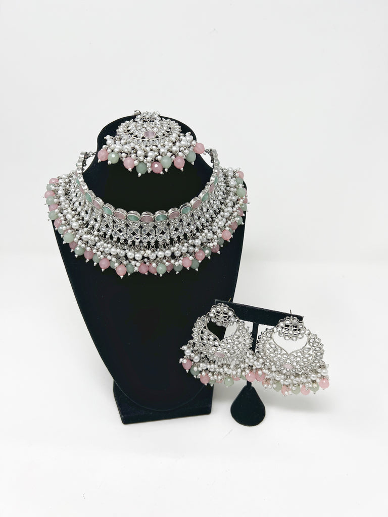 Mint & Pink Silver Polki Set