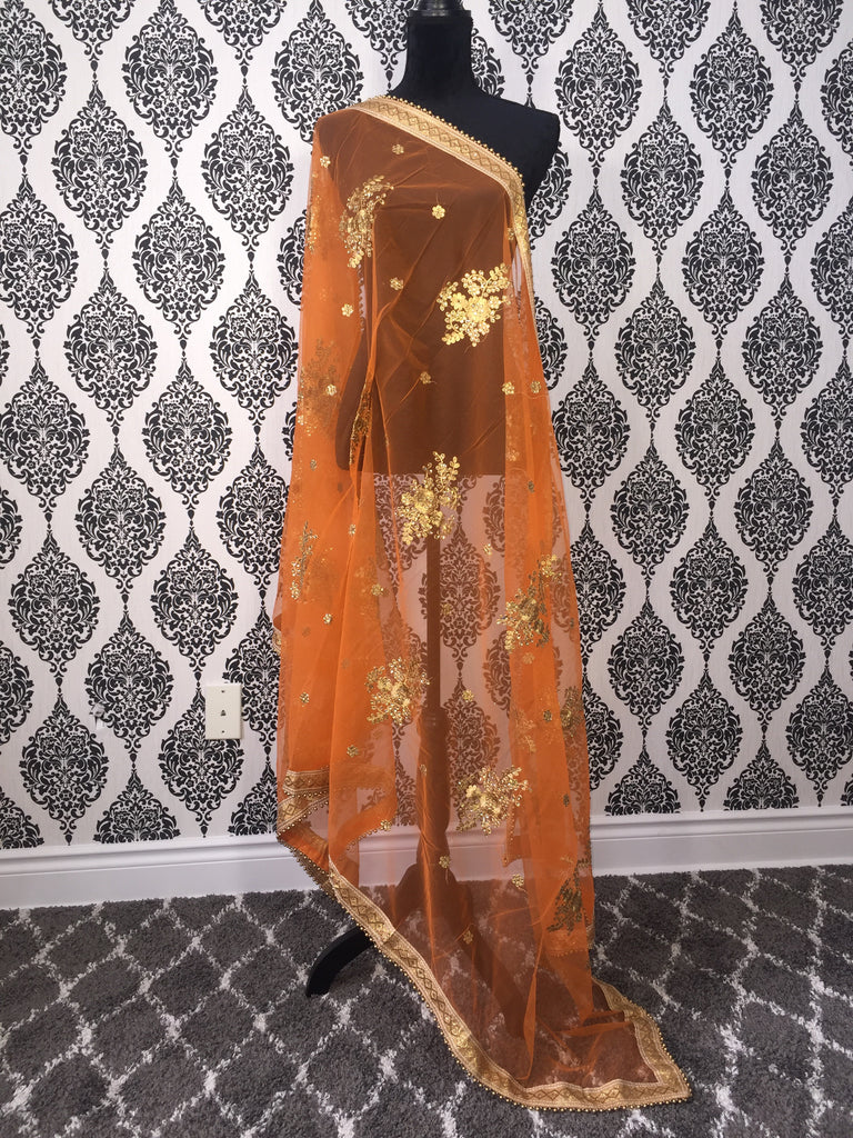 Orange Net Dupatta - Clearance