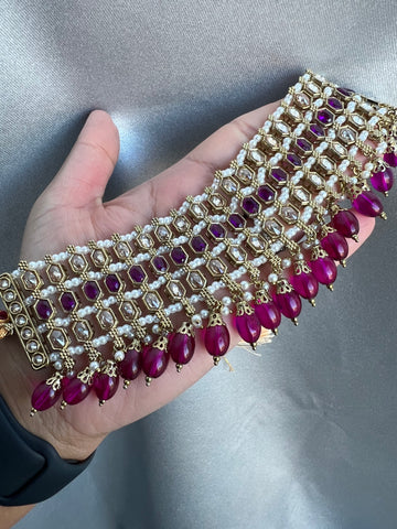 Image of Purple Polki choker Set